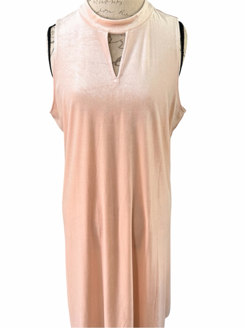 Worthington blush pink velvet keyhole mock neck sleeveless dress top-size xl nwt